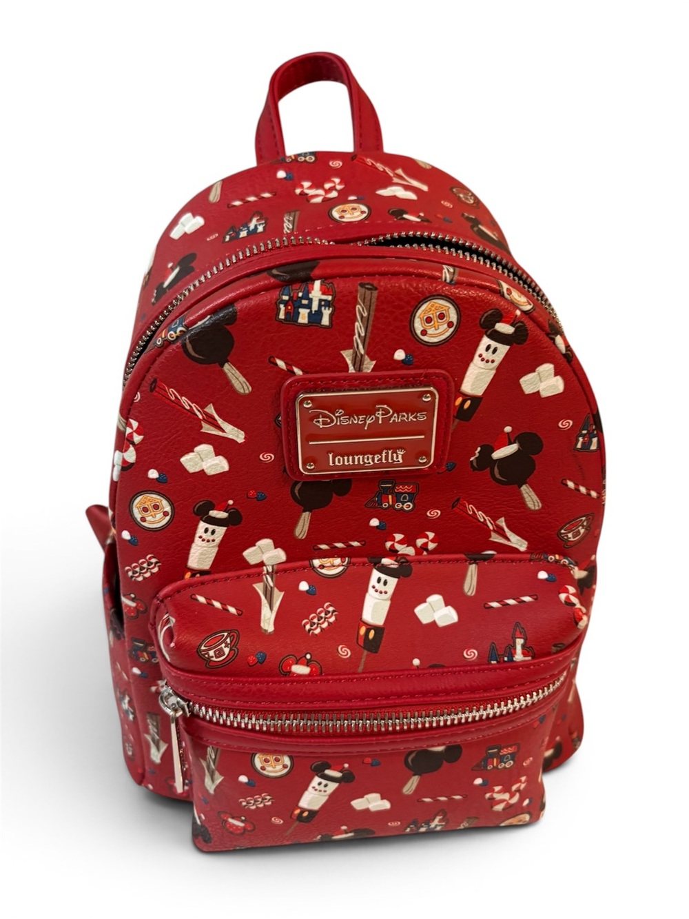 Loungefly Red Disney Parks Snack Print Mini Backpack 2021 Holiday Christmas